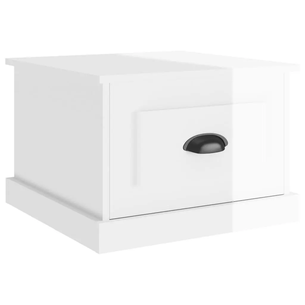 Coffee Table High Gloss White with Drawer Storage 50x50x35 cm