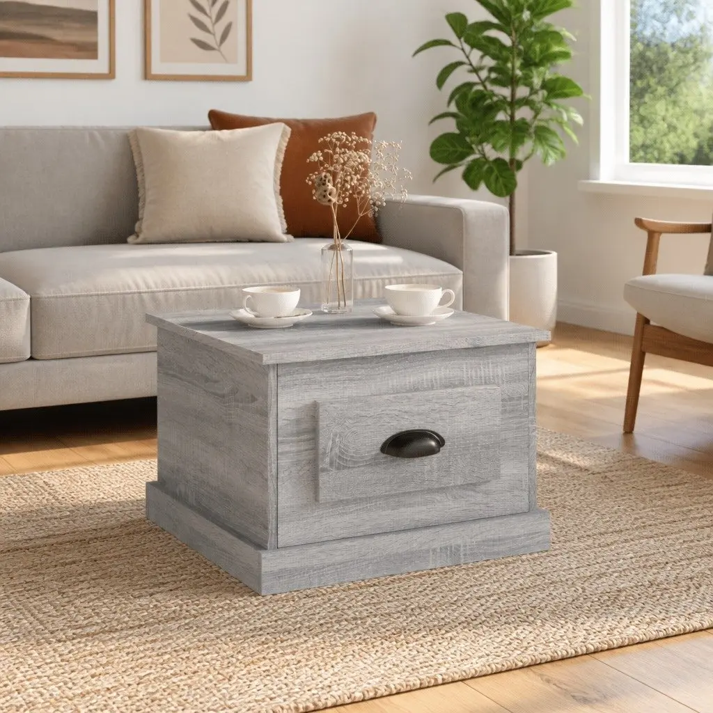 Coffee Table Grey Sonoma with Storage Drawer 50x50x35 cm