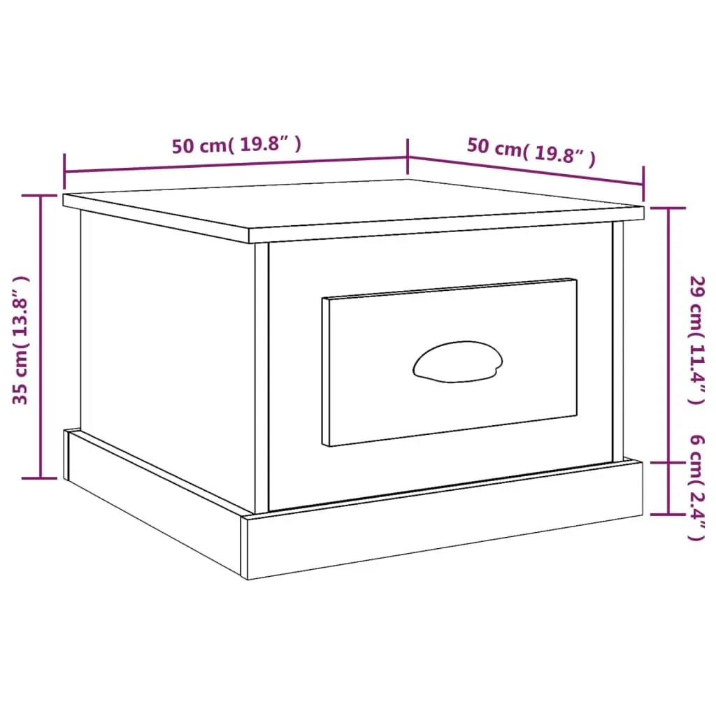 Coffee Table Grey Sonoma with Storage Drawer 50x50x35 cm