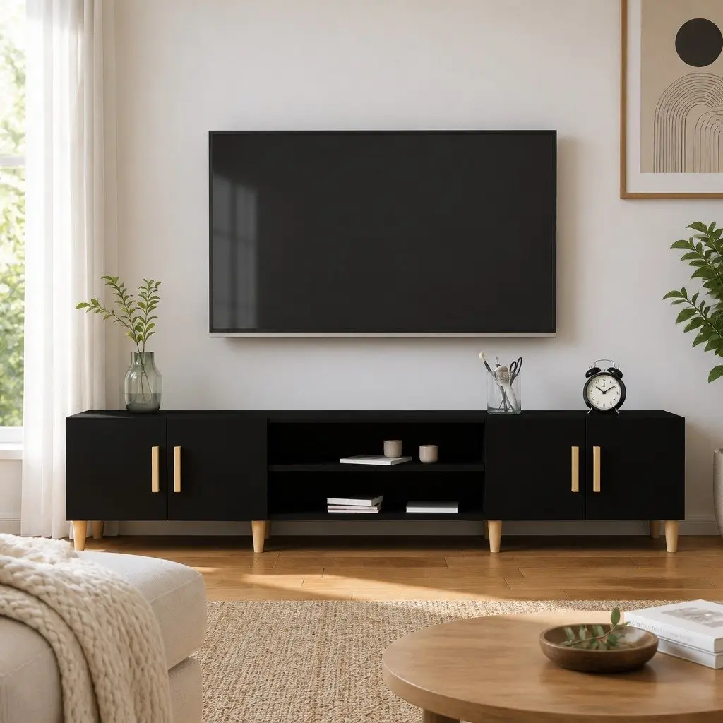 180cm Black TV Cabinet for Living Spaces