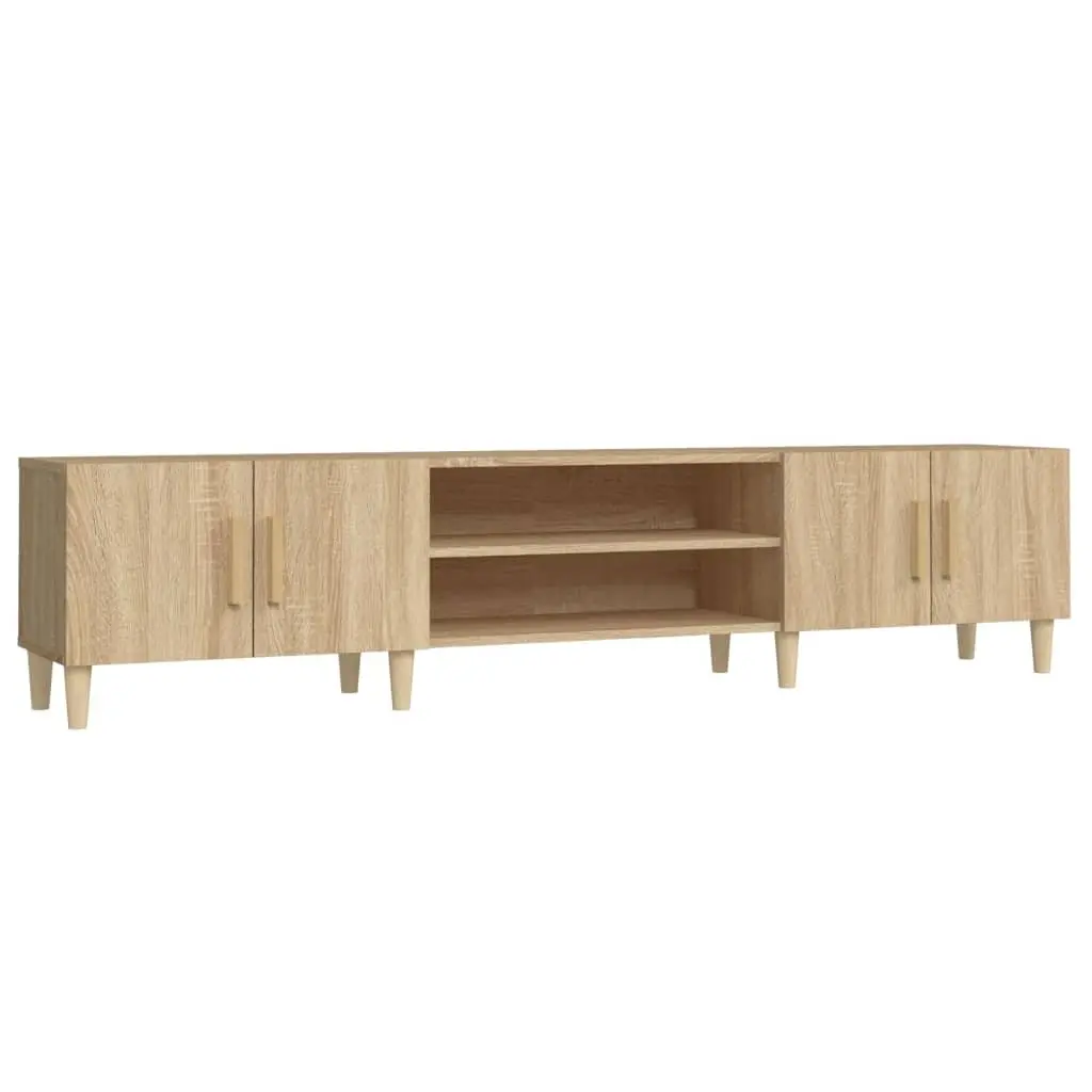 TV Cabinet Brown Engineered Wood Media Unit 180 x 31.5 x 40 cm Storage Doors Compartments