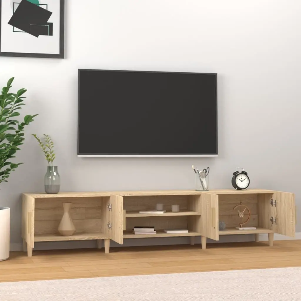 TV Cabinet Brown Engineered Wood Media Unit 180 x 31.5 x 40 cm Storage Doors Compartments
