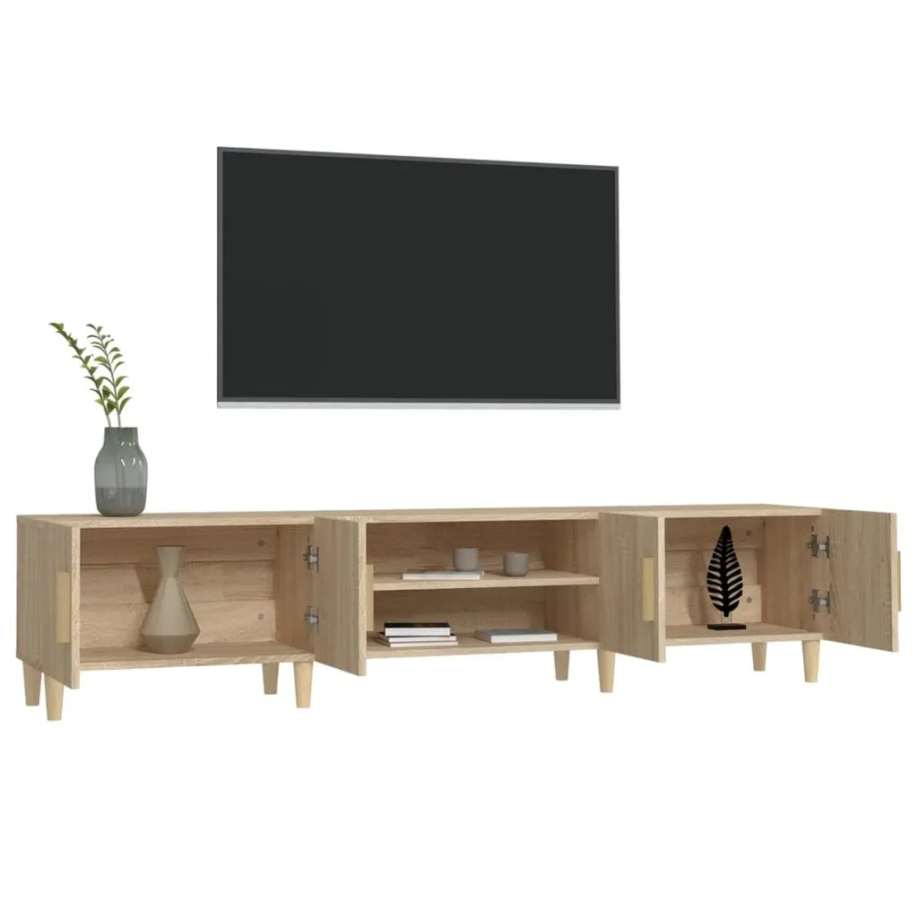 TV Cabinet Brown Engineered Wood Media Unit 180 x 31.5 x 40 cm Storage Doors Compartments