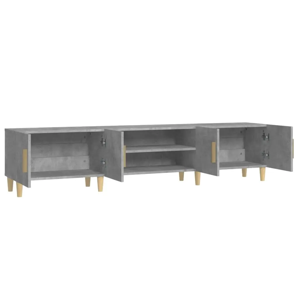 TV Cabinet Grey Engineered Wood Storage Unit 4 Compartments 4 Doors Media