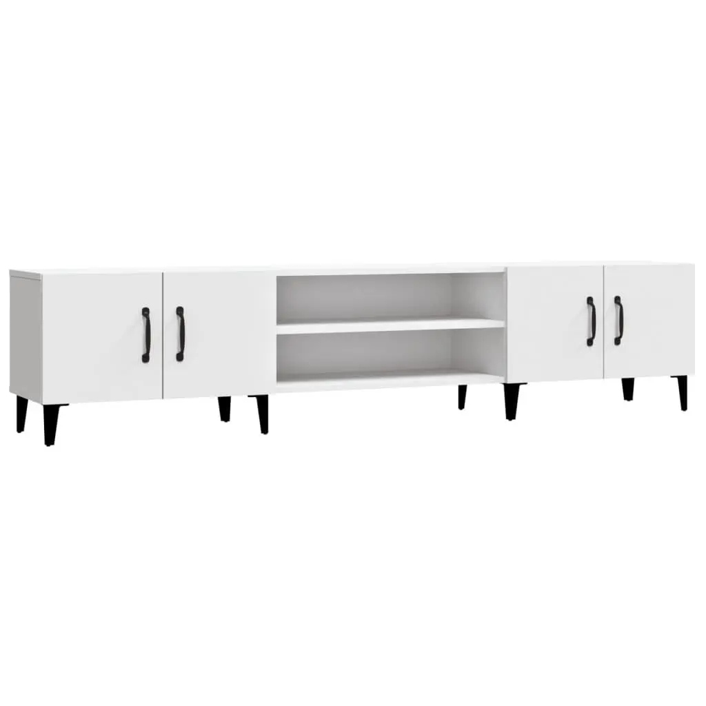 TV Cabinet White Engineered Wood Storage Unit 4 Door 4 Compartment 180 x 31.5 x 40 cm