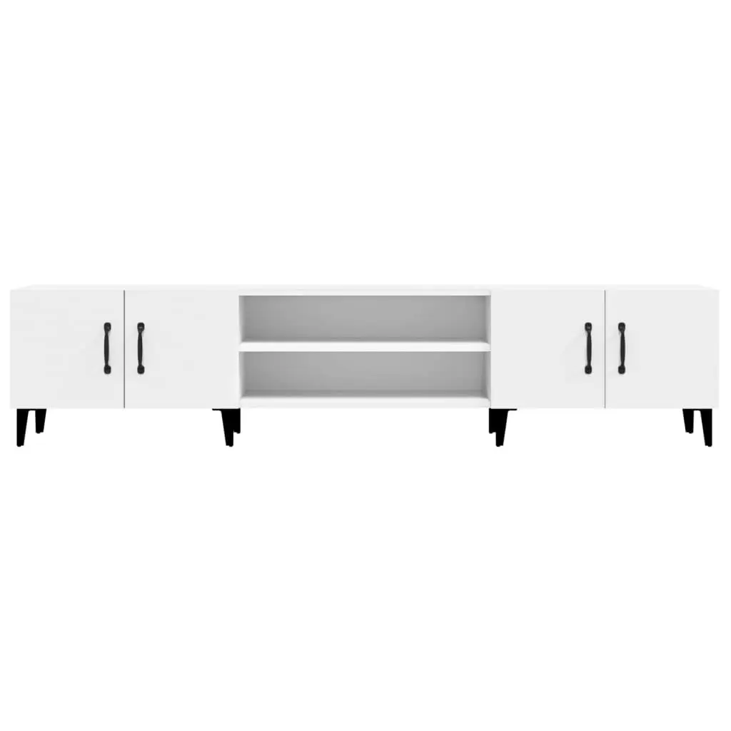 TV Cabinet White Engineered Wood Storage Unit 4 Door 4 Compartment 180 x 31.5 x 40 cm
