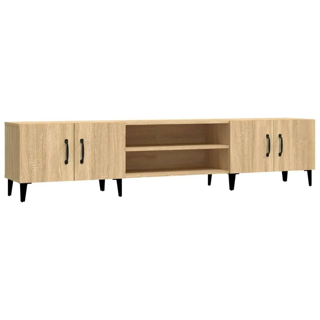 TV Cabinet Brown Engineered Wood Storage Unit with 4 Compartments and 4 Doors