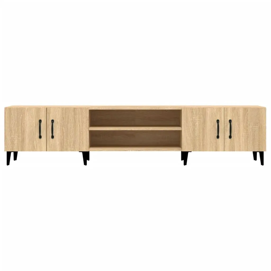TV Cabinet Brown Engineered Wood Storage Unit with 4 Compartments and 4 Doors