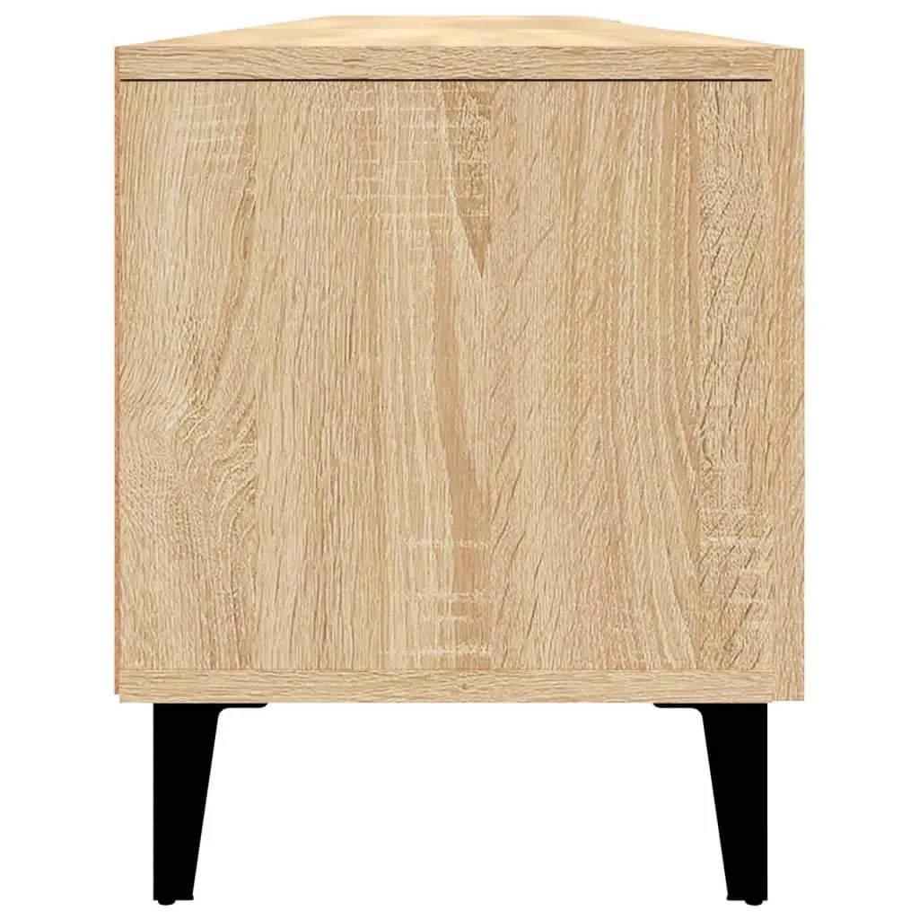 TV Cabinet Brown Engineered Wood Storage Unit with 4 Compartments and 4 Doors