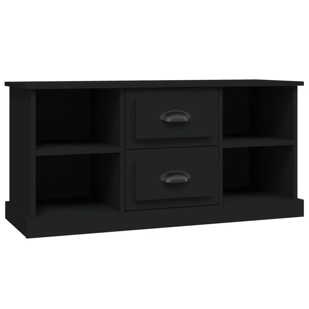 Black TV Cabinet Storage Unit with Drawers and Open Compartments 99.5x35.5x48cm