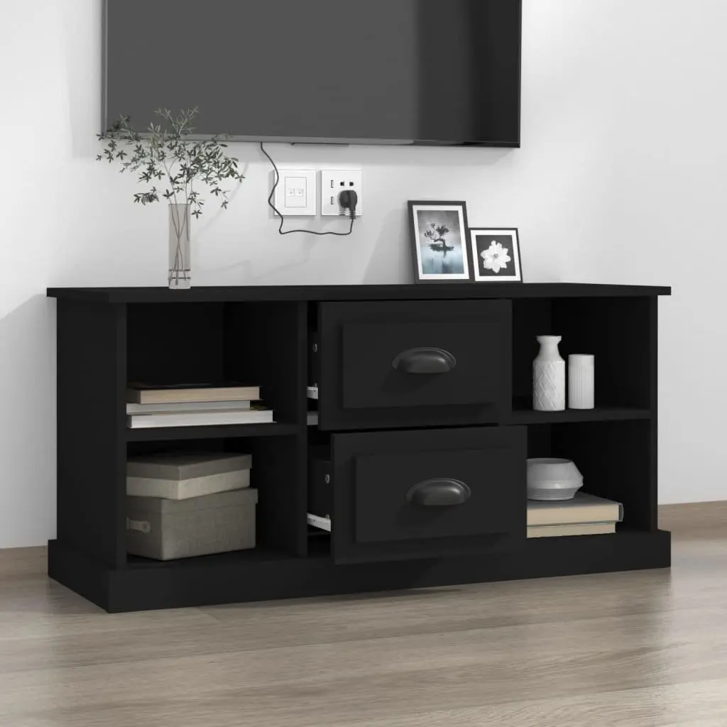 Black TV Cabinet Storage Unit with Drawers and Open Compartments 99.5x35.5x48cm