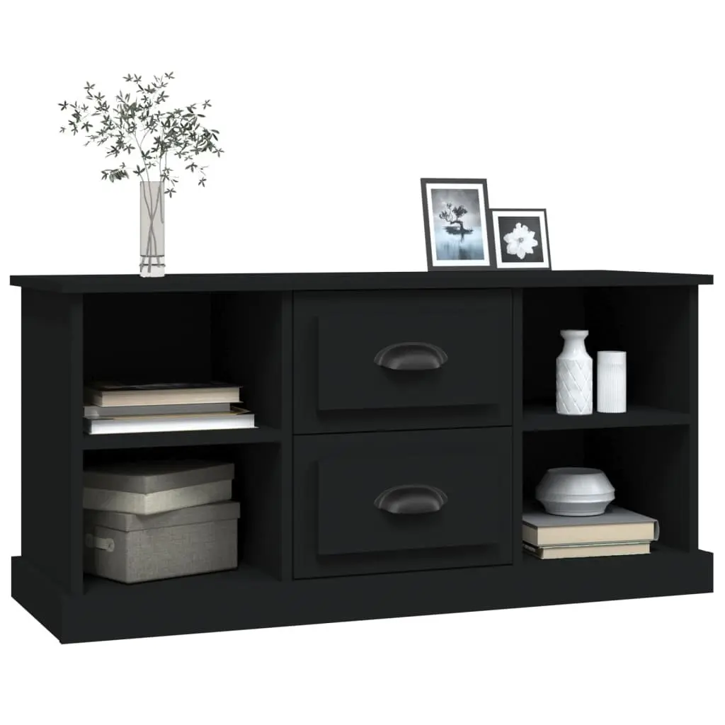 Black TV Cabinet Storage Unit with Drawers and Open Compartments 99.5x35.5x48cm