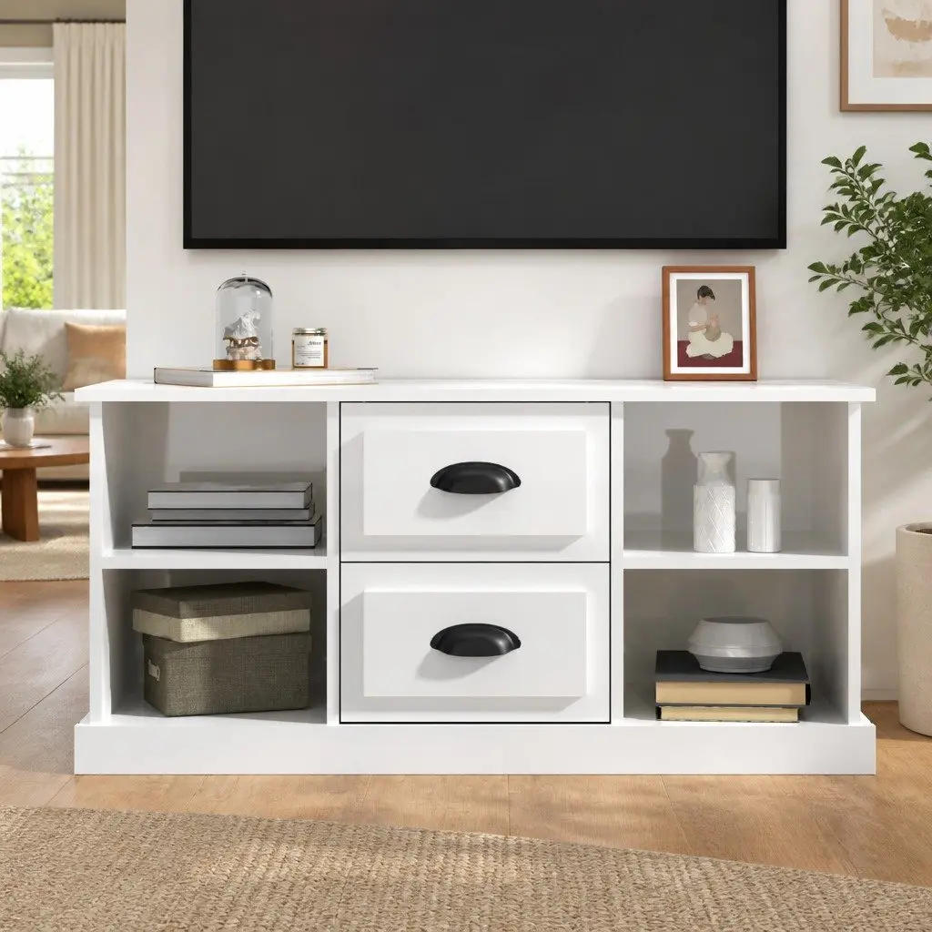White High Gloss TV Cabinet with Storage