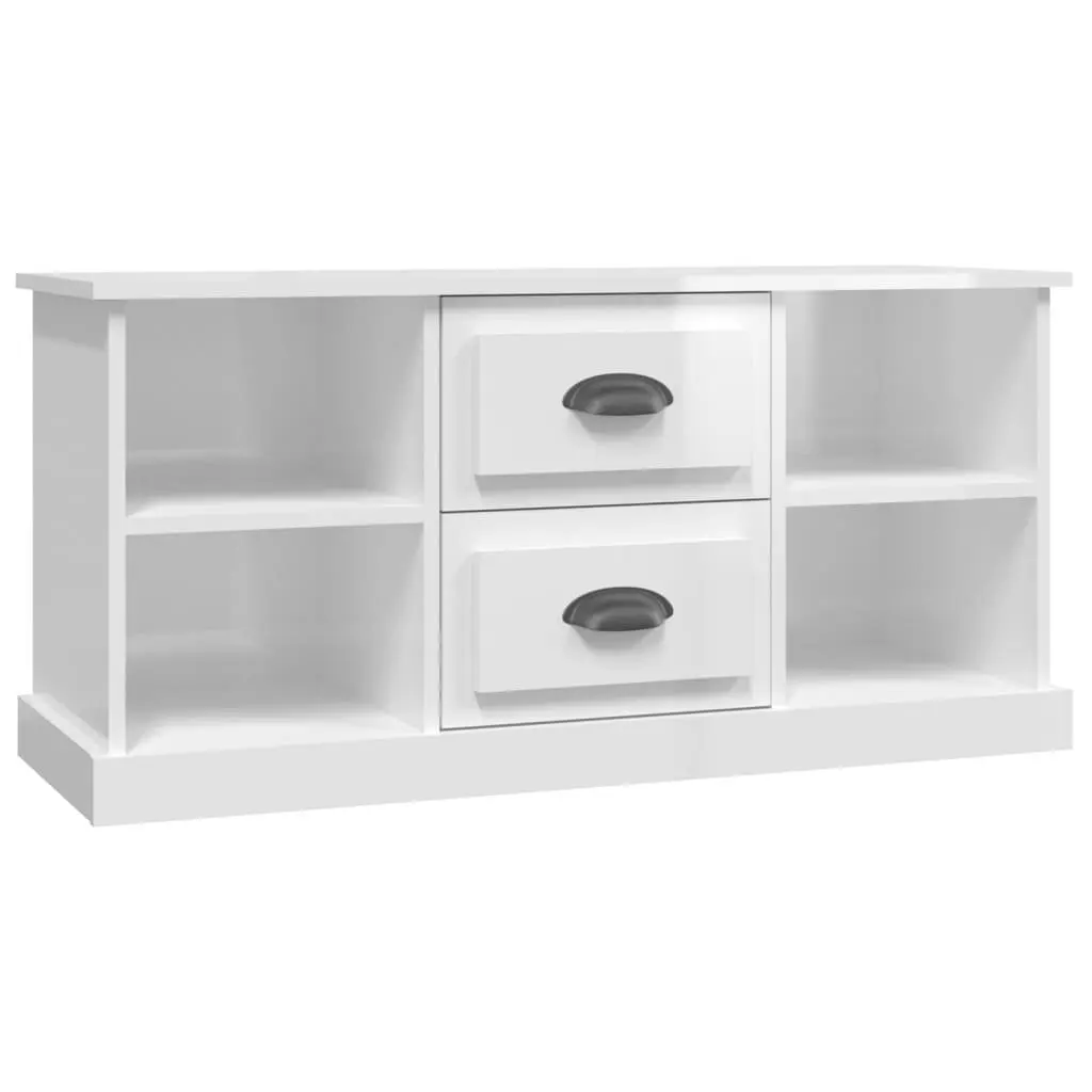 White High Gloss TV Cabinet with Storage