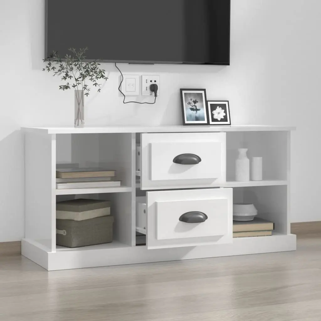 White High Gloss TV Cabinet with Storage