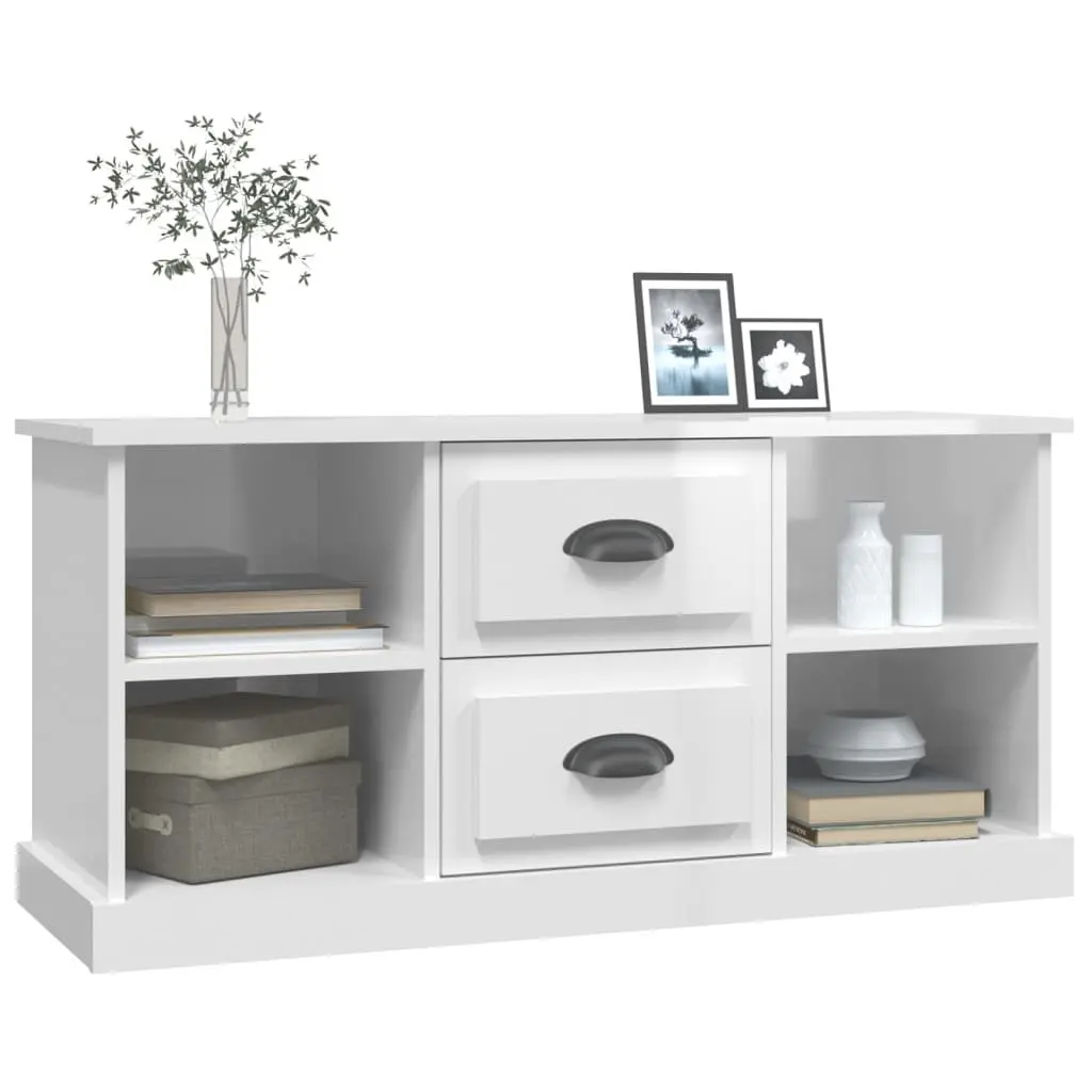 White High Gloss TV Cabinet with Storage