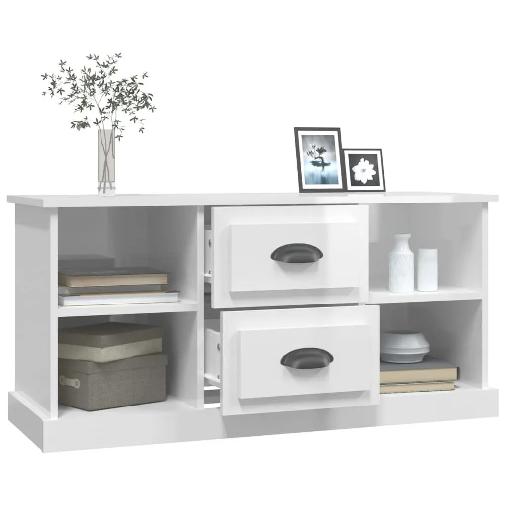 White High Gloss TV Cabinet with Storage