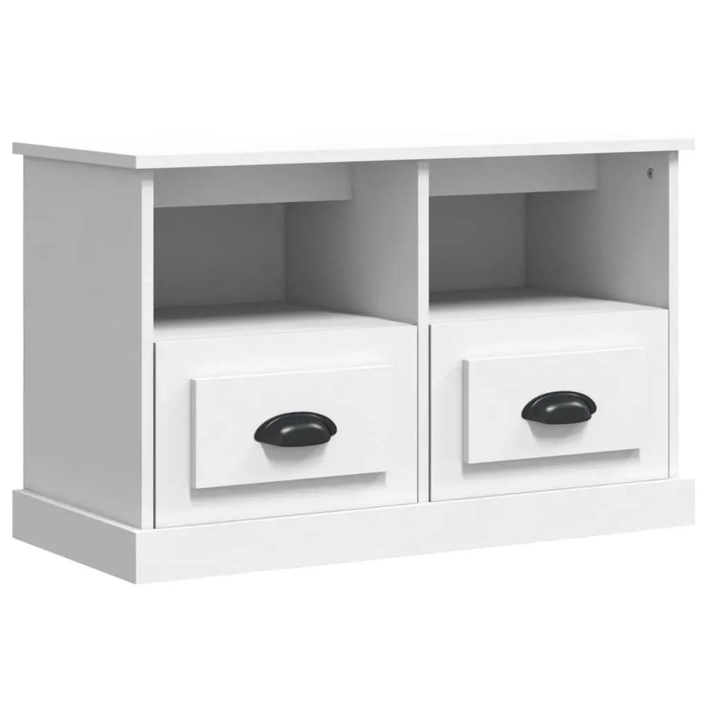 TV Cabinet White Engineered Wood 80x35x50 cm Storage Unit with Drawers