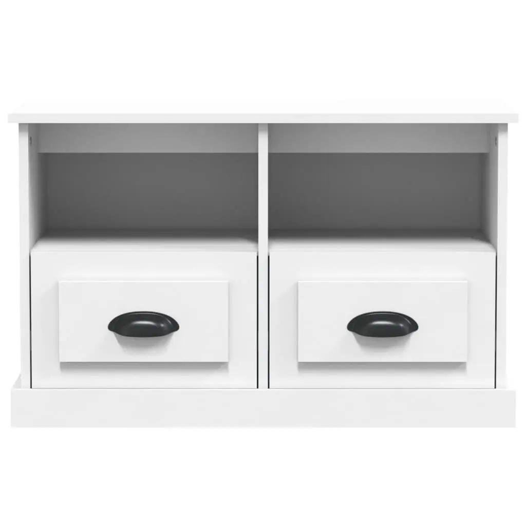 TV Cabinet White Engineered Wood 80x35x50 cm Storage Unit with Drawers