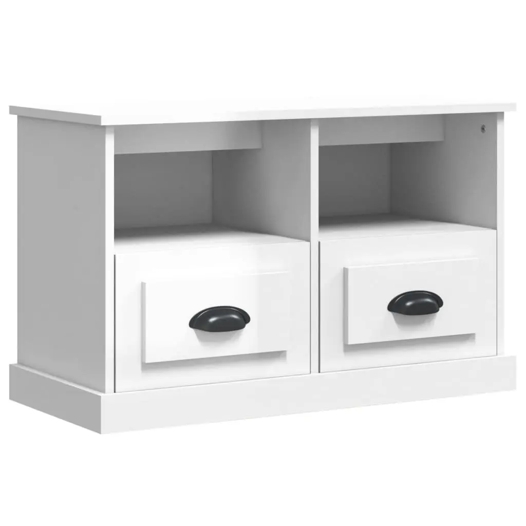 TV Cabinet High Gloss White Engineered Wood 80x35x50cm