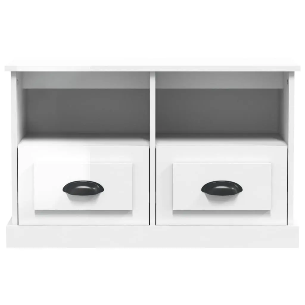 TV Cabinet High Gloss White Engineered Wood 80x35x50cm