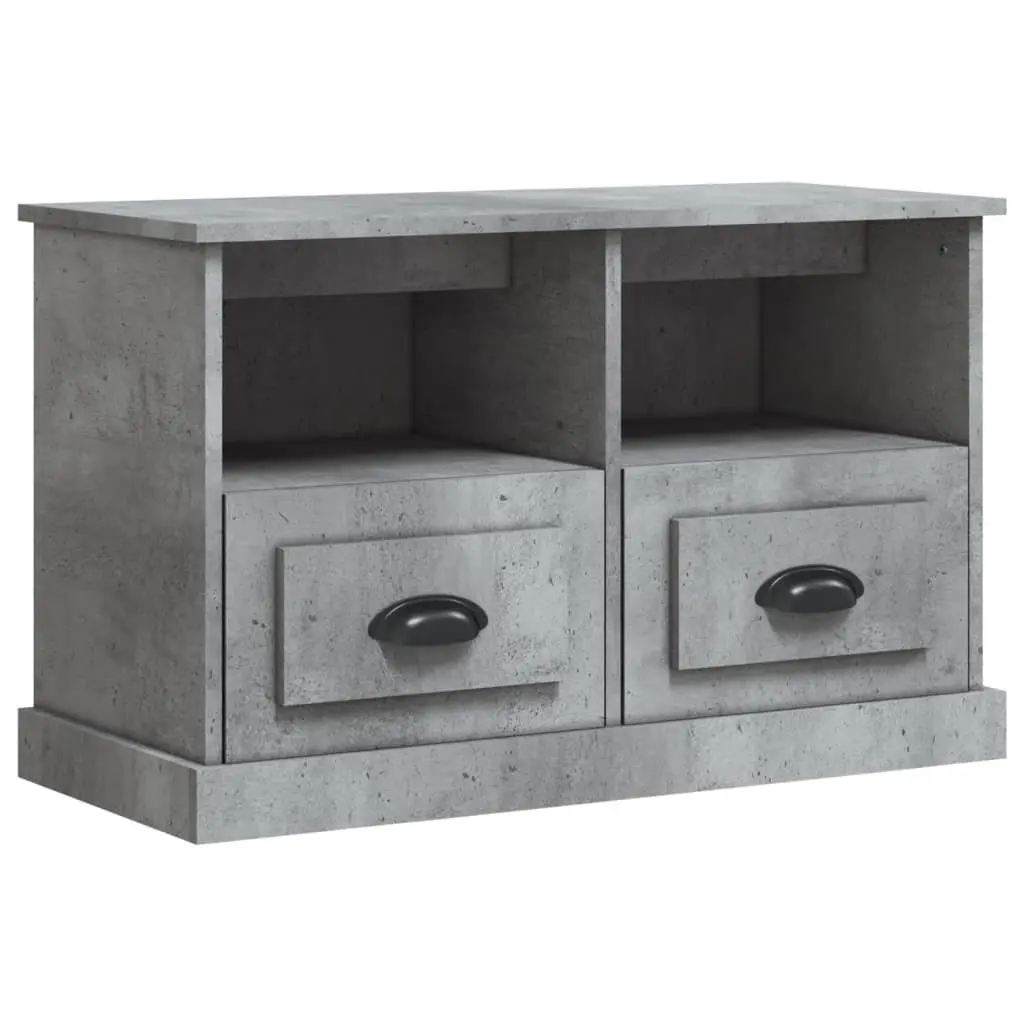 TV Cabinet Grey Engineered Wood 80 x 35 x 50 cm 2 Drawers 2 Open Compartments