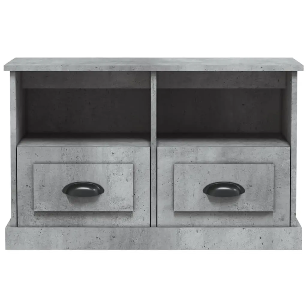 TV Cabinet Grey Engineered Wood 80 x 35 x 50 cm 2 Drawers 2 Open Compartments