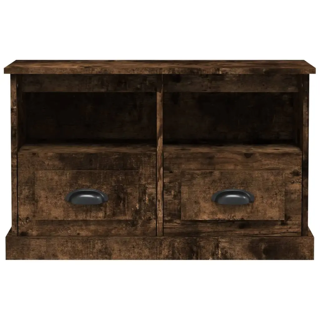 TV Cabinet with Drawers and Open Compartments Brown Engineered Wood 80L x 35W x 50H cm