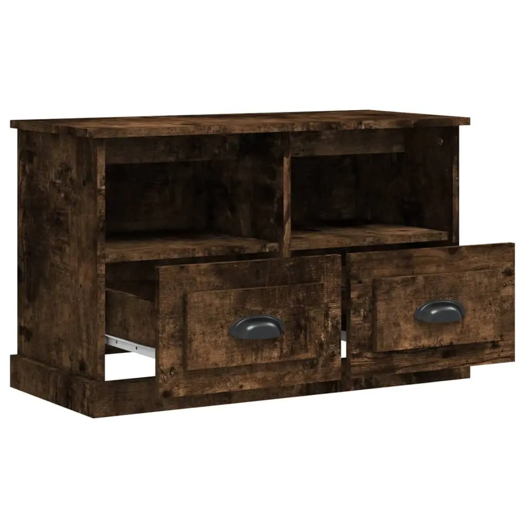 TV Cabinet with Drawers and Open Compartments Brown Engineered Wood 80L x 35W x 50H cm