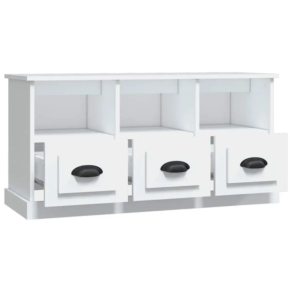 TV Cabinet White 100x35x50 cm Storage Unit with Drawers Open Compartments