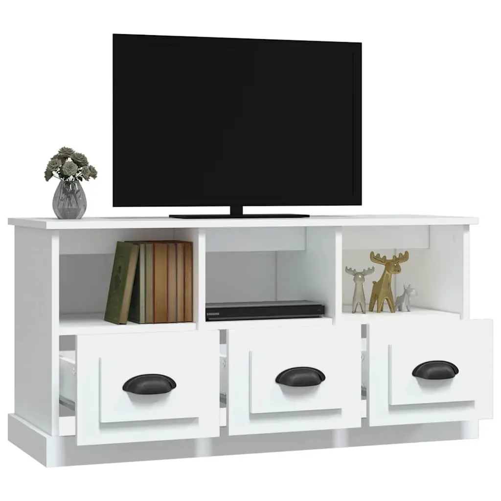 TV Cabinet White 100x35x50 cm Storage Unit with Drawers Open Compartments