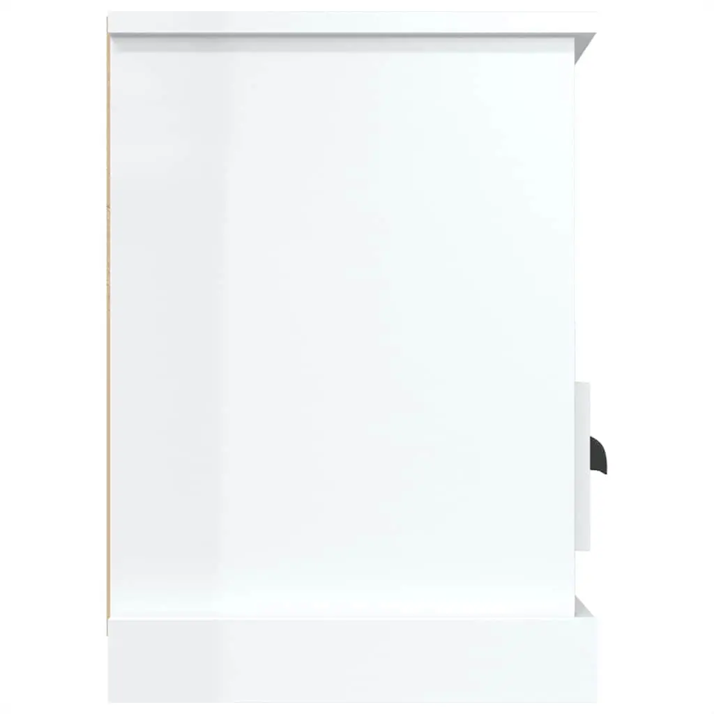 TV Cabinet High Gloss White Engineered Wood 100x35x50cm Storage Unit with 3 Drawers and 3 Open Compartments