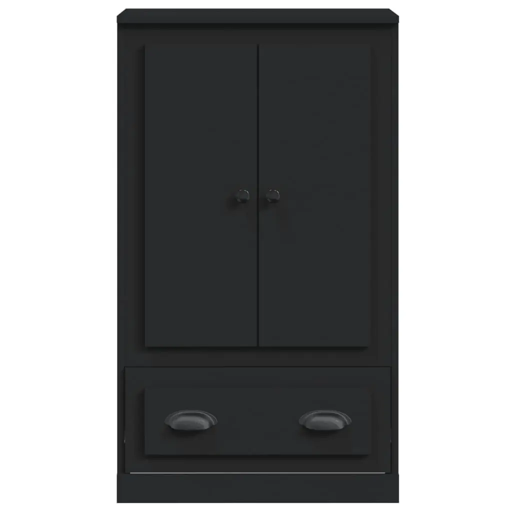 Black Highboard Sideboard Cabinet Storage Engineered Wood 60x35.5x103.5cm
