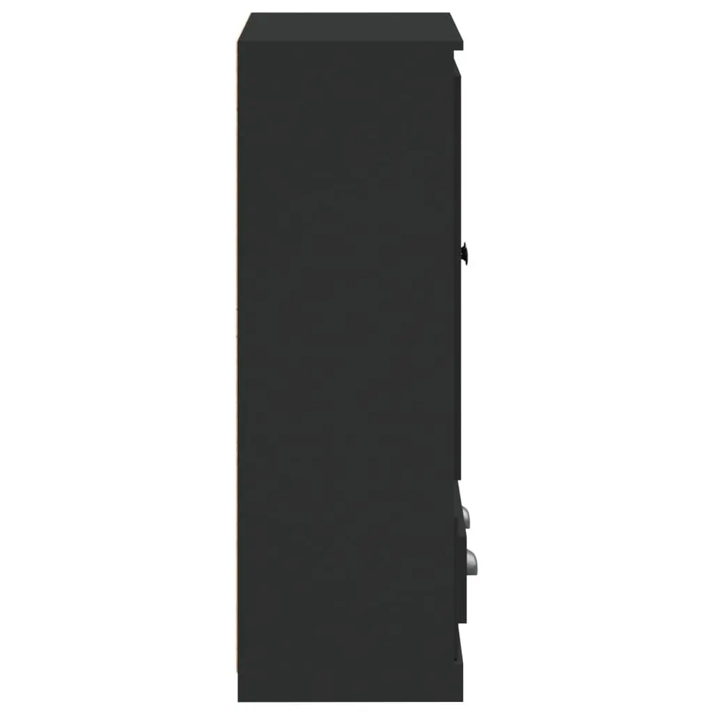 Black Highboard Sideboard Cabinet Storage Engineered Wood 60x35.5x103.5cm