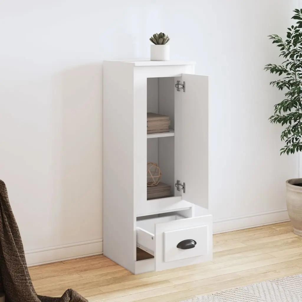White Highboard Storage Cabinet Engineered Wood Sideboard 36 x 35.5 x 103.5 cm