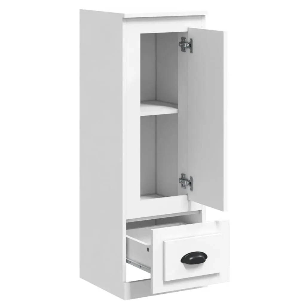 White Highboard Storage Cabinet Engineered Wood Sideboard 36 x 35.5 x 103.5 cm
