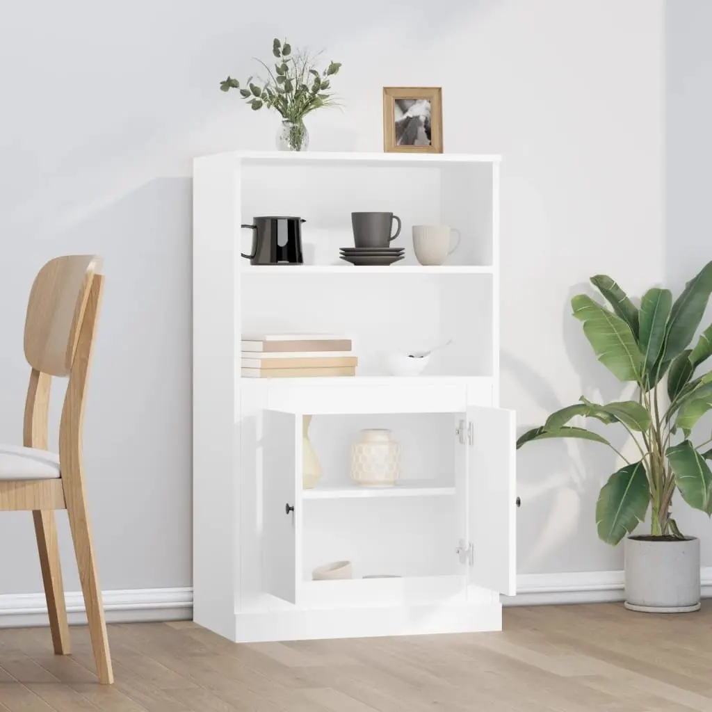 Engineered Wood Highboard Storage Cabinet White Buffet Display Unit 60x35.5x103.5cm