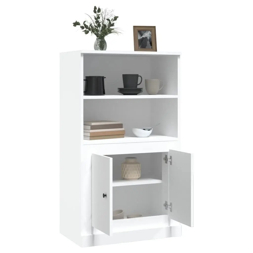 Engineered Wood Highboard Storage Cabinet White Buffet Display Unit 60x35.5x103.5cm
