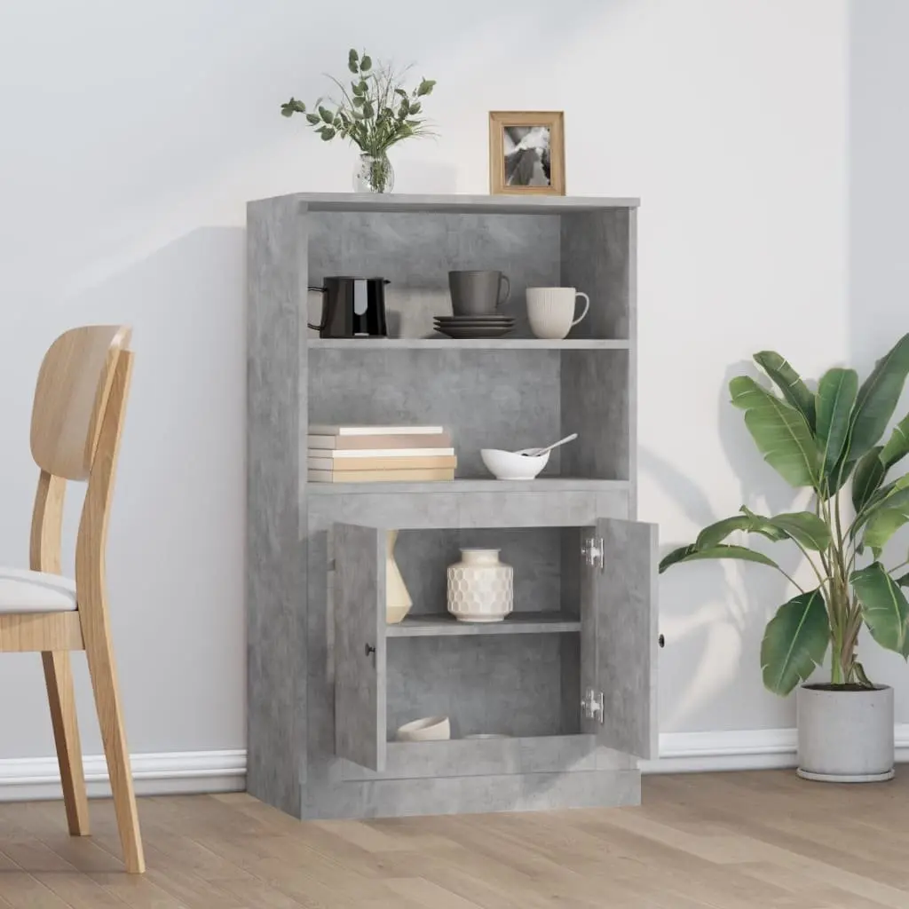 Highboard Sideboard Storage Cabinet Grey Engineered Wood 60x35.5x103.5 cm