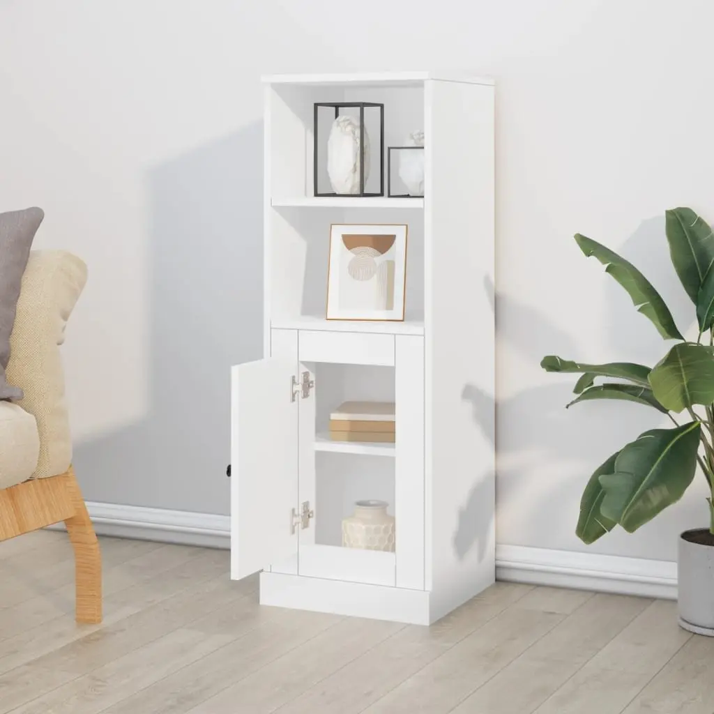 White Highboard Storage Cabinet 36x35.5x103.5cm Engineered Wood Sideboard