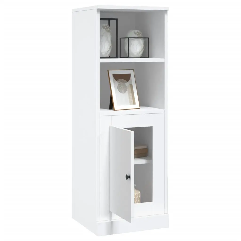 White Highboard Storage Cabinet 36x35.5x103.5cm Engineered Wood Sideboard
