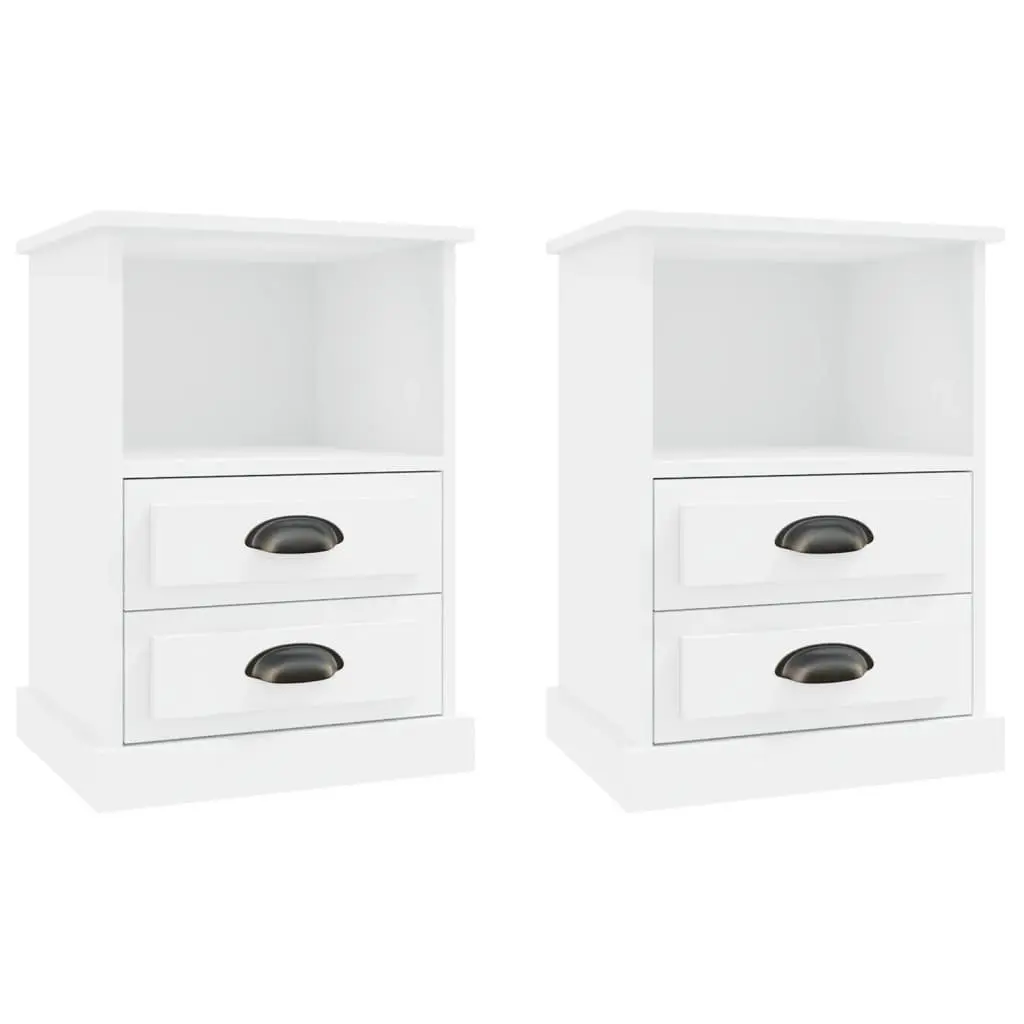 Bedside Cabinets 2 pcs White 43x36x60 cm Drawers Open Compartment Storage