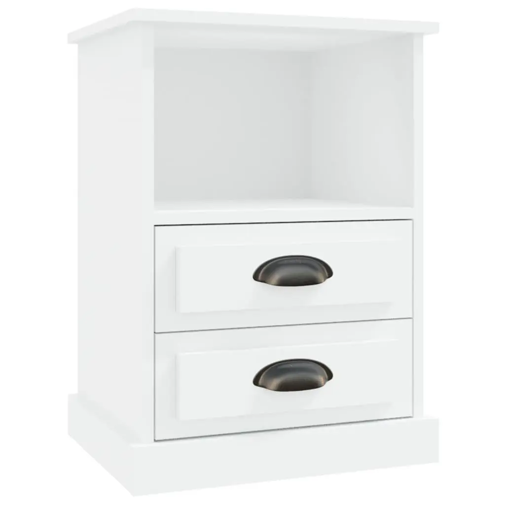Bedside Cabinets 2 pcs White 43x36x60 cm Drawers Open Compartment Storage