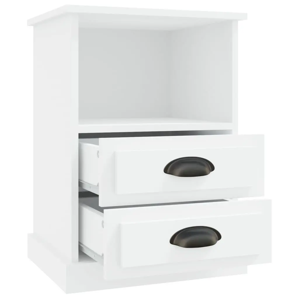 Bedside Cabinets 2 pcs White 43x36x60 cm Drawers Open Compartment Storage