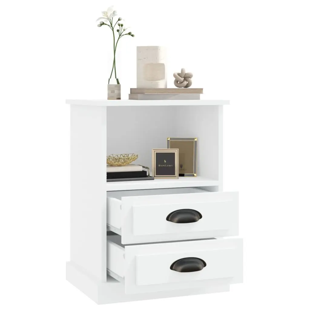 Bedside Cabinets 2 pcs White 43x36x60 cm Drawers Open Compartment Storage