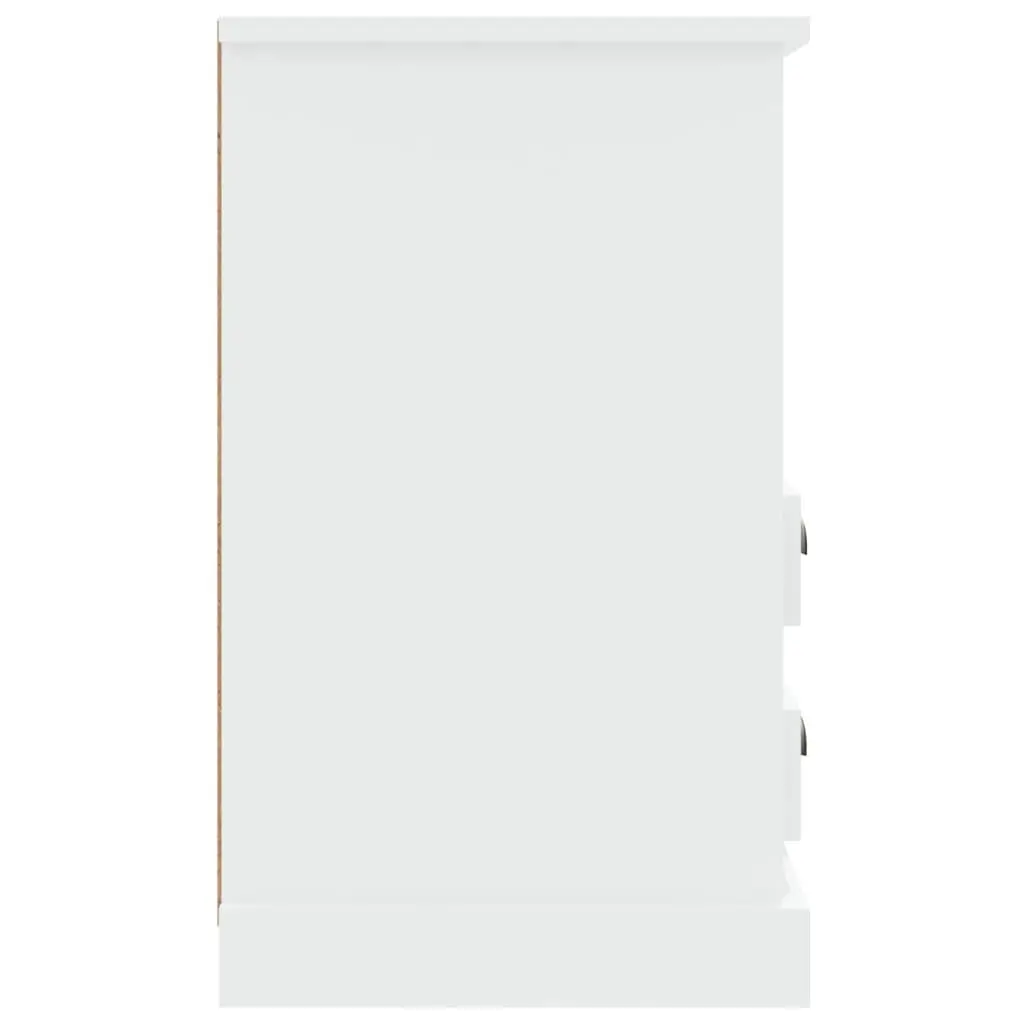 Bedside Cabinet White High Gloss 2 Drawers Open Shelf 43 x 36 x 60 cm