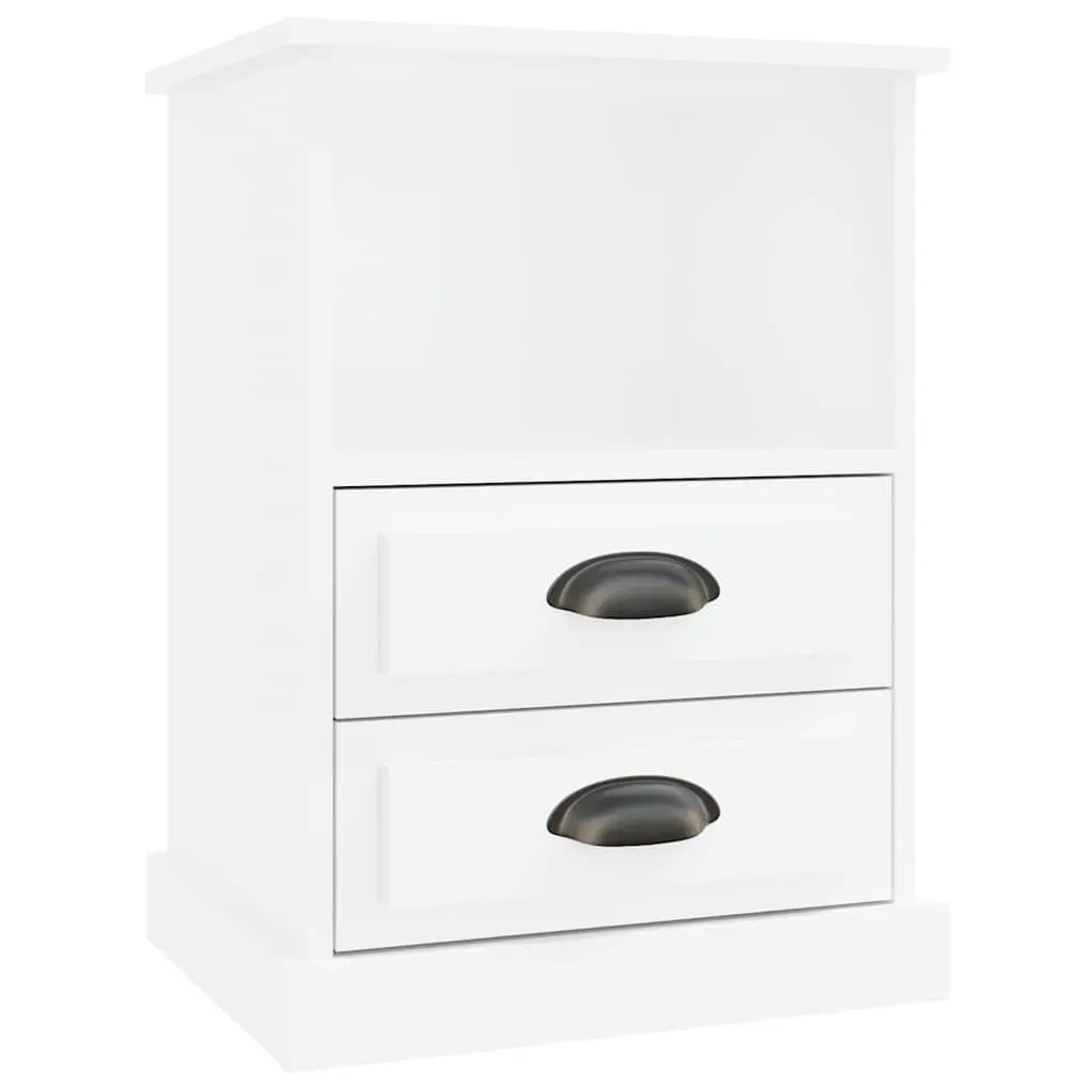 White High Gloss Bedside Cabinets 2 Piece Storage Drawers Nightstands