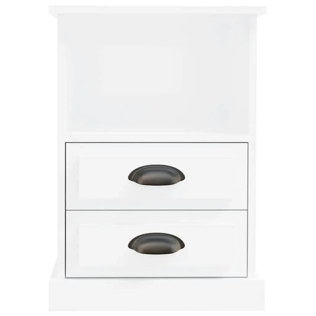 White High Gloss Bedside Cabinets 2 Piece Storage Drawers Nightstands