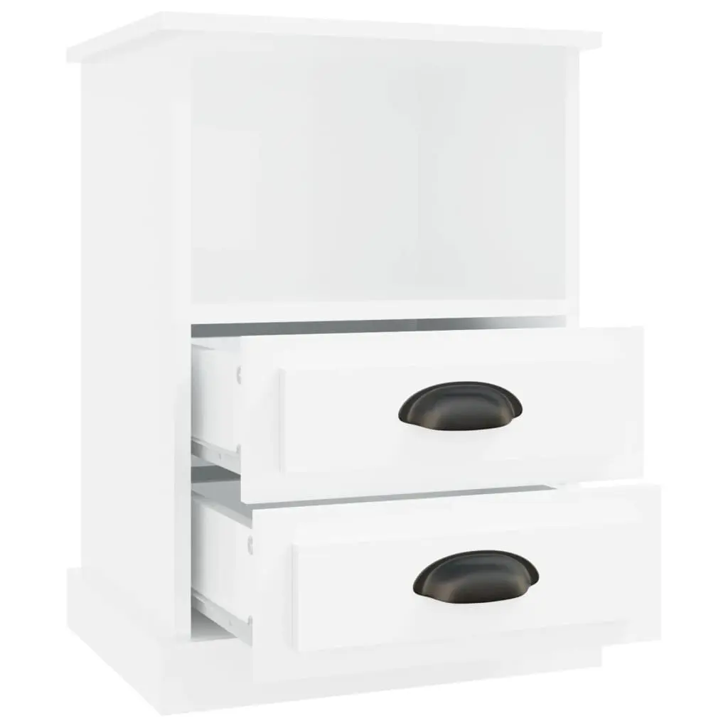 White High Gloss Bedside Cabinets 2 Piece Storage Drawers Nightstands