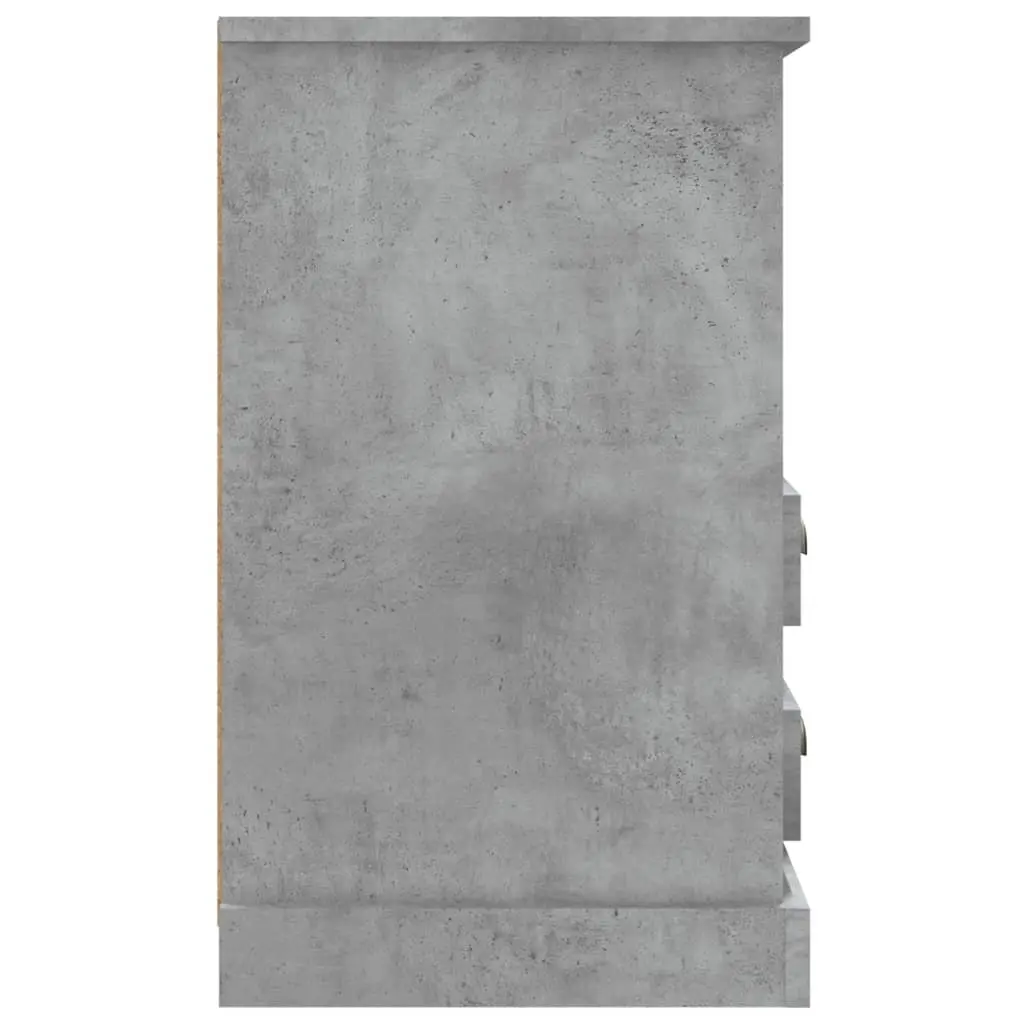 Grey Bedside Cabinet Engineered Wood 43x36x60cm Nightstand with 2 Drawers and Open Compartment